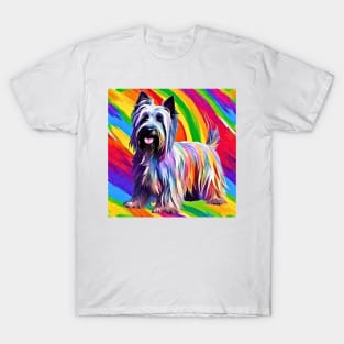 Rainbow Skye Terrier Impressionism T-Shirt